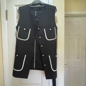 Stylish Black Suit with White Trim